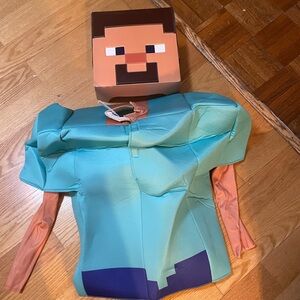 Kids Minecraft Costume (Steve) - Blue and Tan - size M